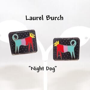 Vintage Laurel Burch "Night Dog" Post Earrings, 1980s Vintage Jewelry